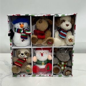 Plush soft ornament collection 6-piece set Snowman Santa Holiday christmas tree